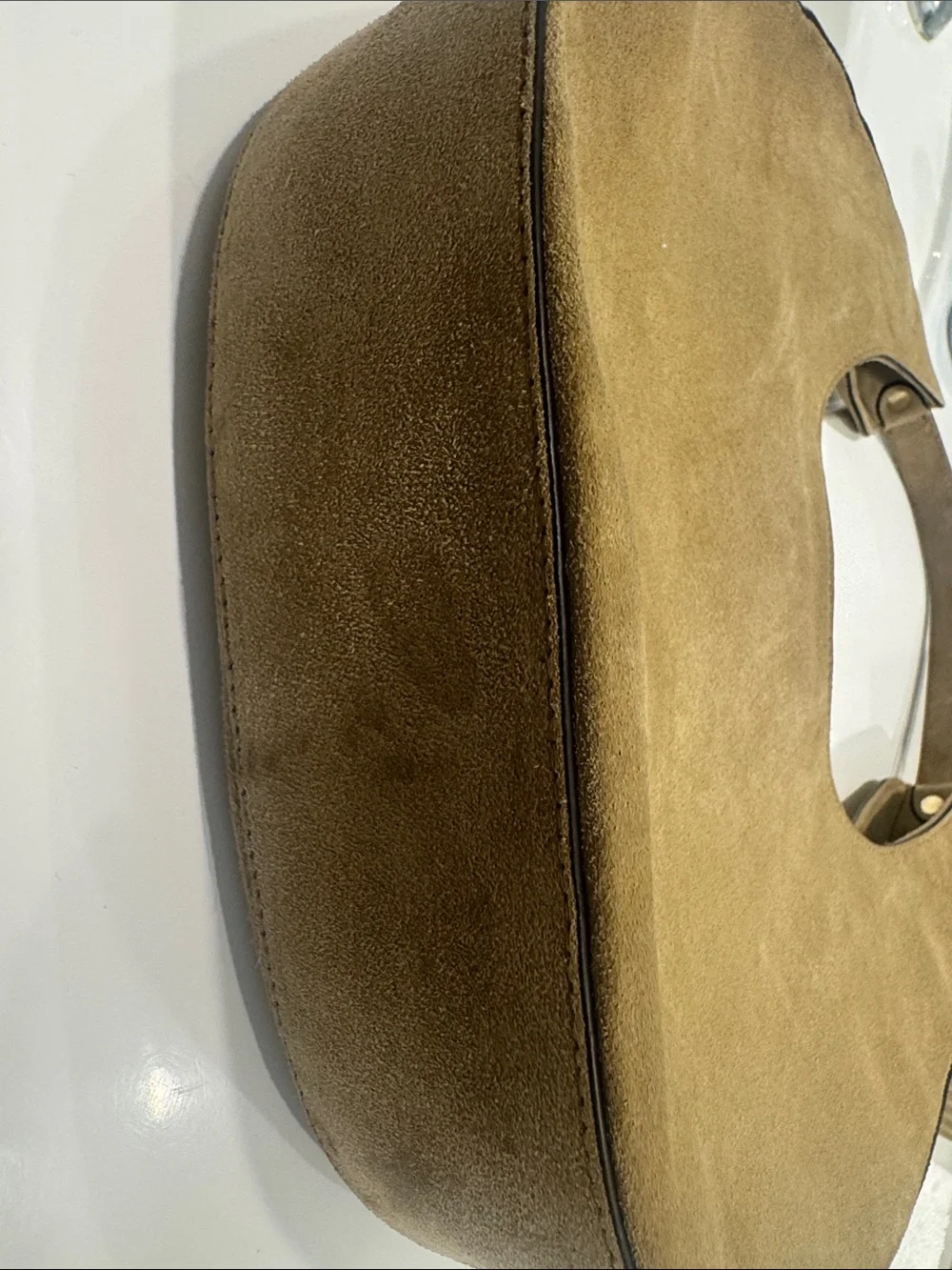 Amerai Tan Leather Linea Moon Bag Italy Crescent Hobo Shoulder CD EUC $300